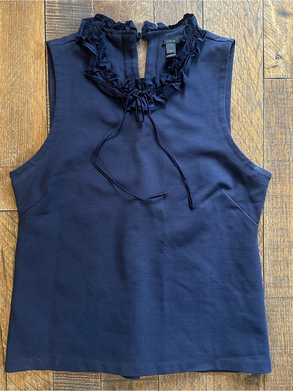 J. Crew Navy Ruffle Tie-Neck Sleeveless Camisole size M